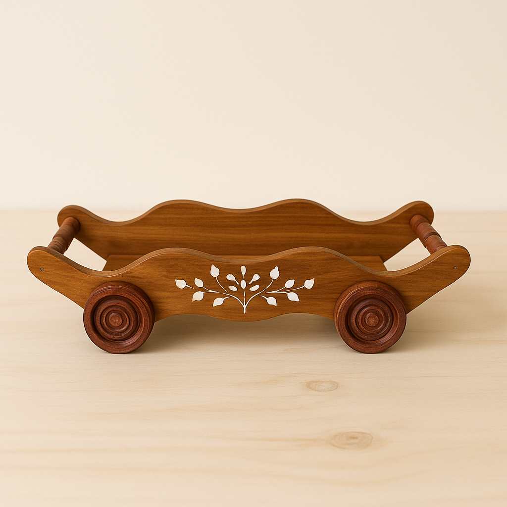 “Good Morning” Mug Set with Decorative Cart Tray – Stainless Steel Lined