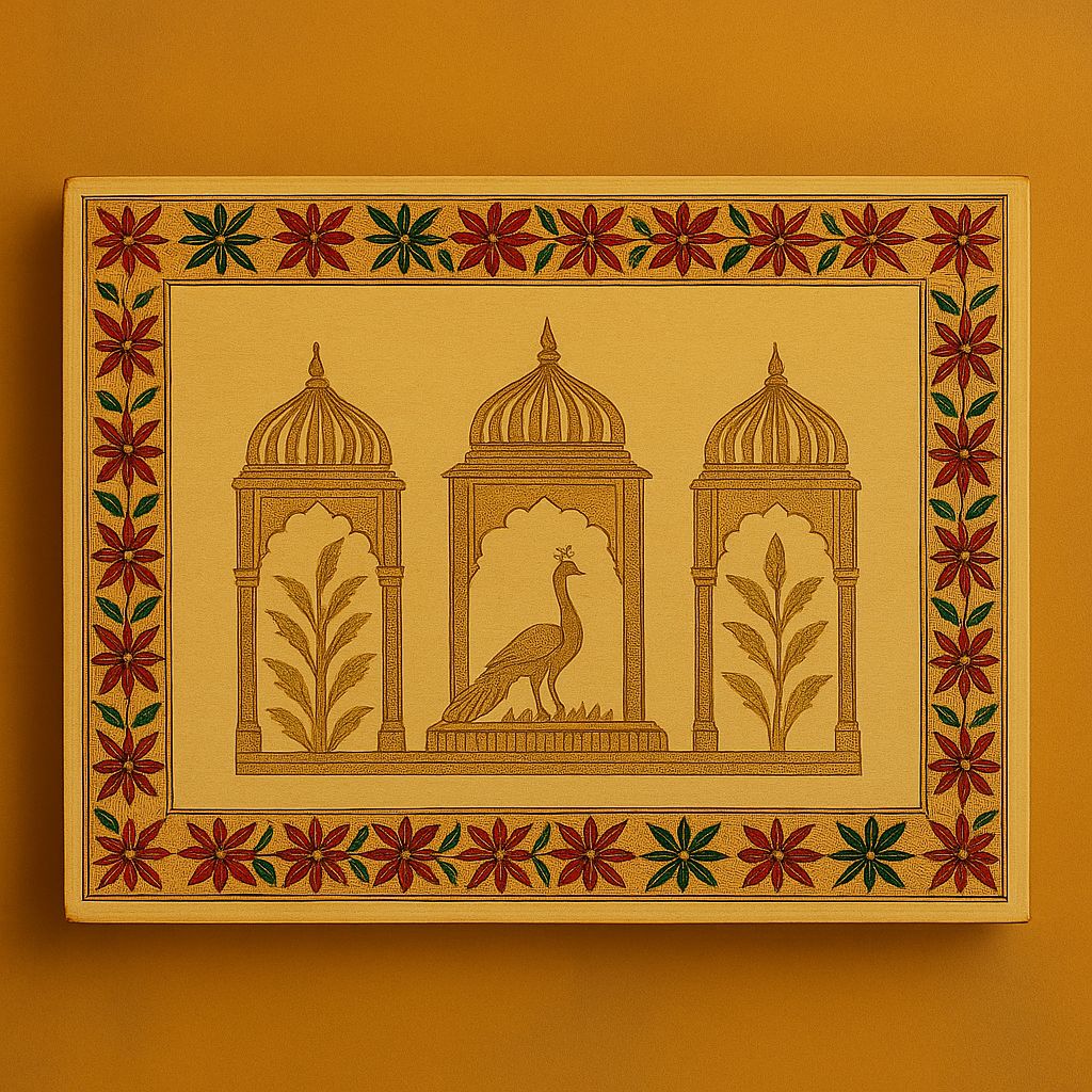 Square Wooden Minakari Tray – Hand-Painted Serving & Decorative Tray