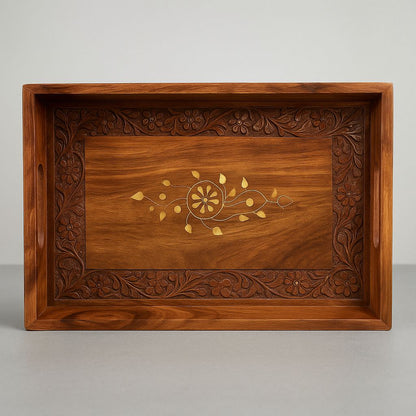 Handcrafted Wooden Tray – 15x10 Inches | Elegant Serving & Décor Piece