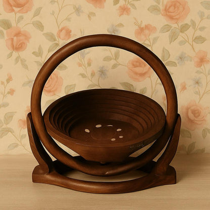 Handcrafted Wooden Apple-Shaped Spring Tray – 15x10" Decorative Fruit & Snack Basket