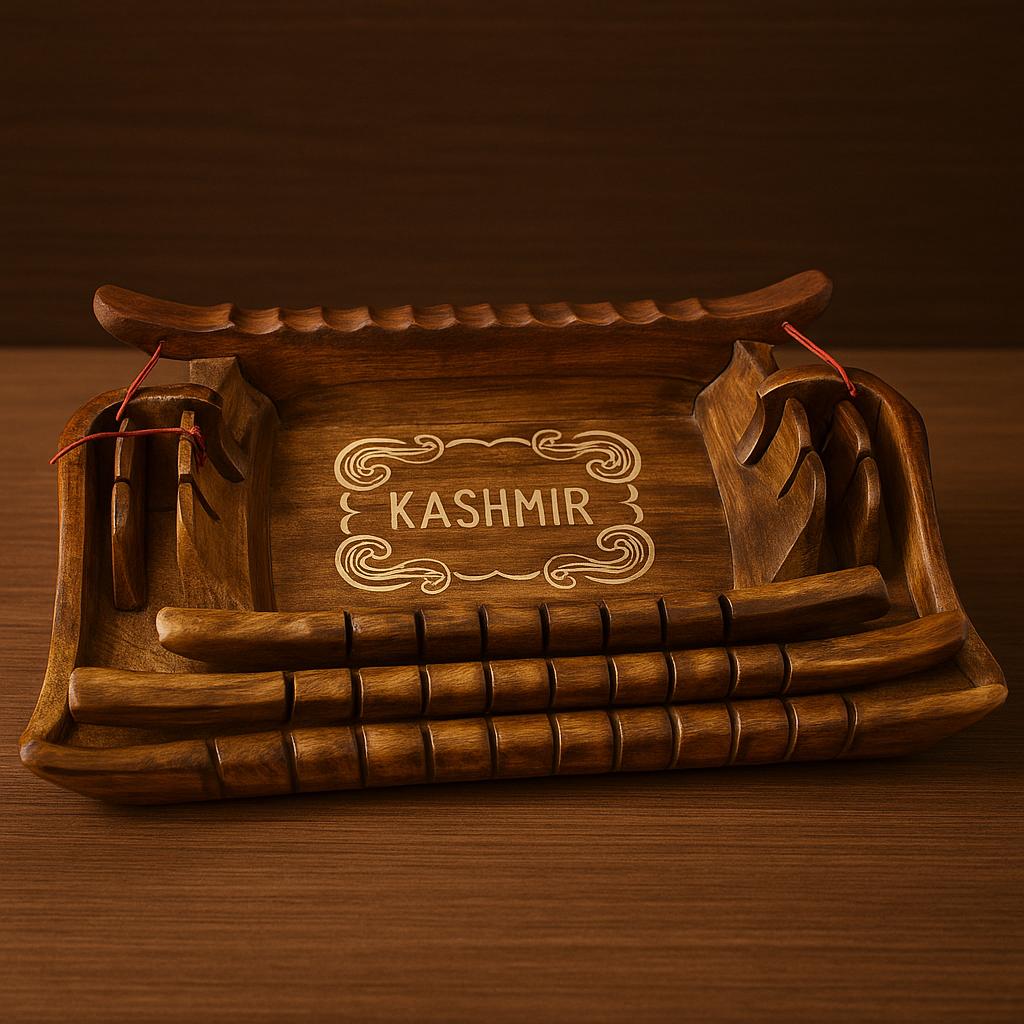 Handcrafted Kashmir Wooden Tray Set – Elegant Design
