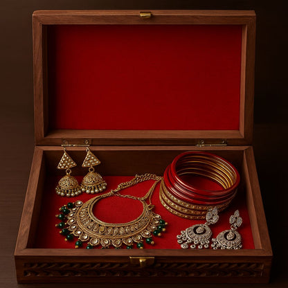 Handcrafted Wooden Jewellery Box – 12x8 Inches | Large Capacity
