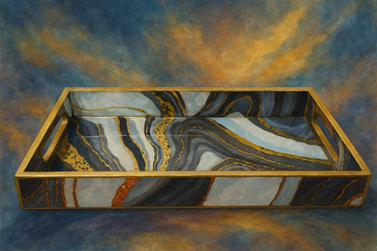 Handcrafted Single Rectangle Minakari Tray – 15x10 inch Decorative Serving Tray