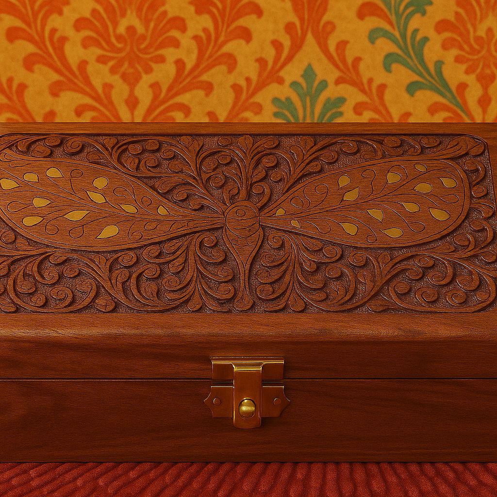 Handcrafted Wooden Jewellery Box – 10×6 Inches with Brass Latch