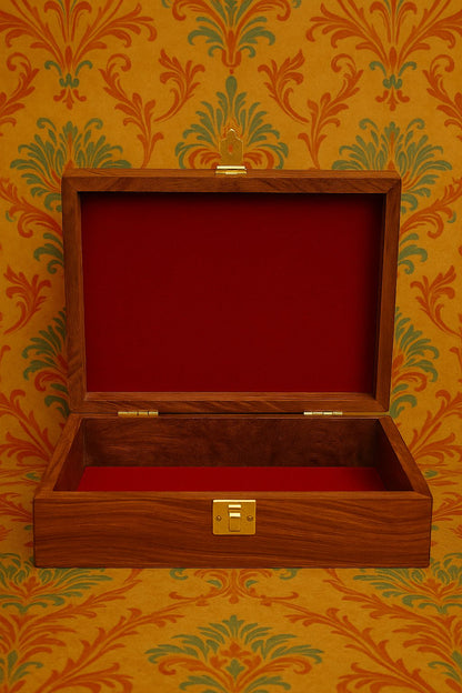 Handcrafted Wooden Jewellery Box – 10×6 Inches with Brass Latch