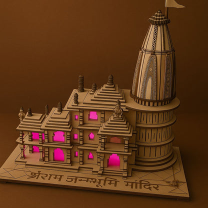 Handcrafted Wooden Ram Mandir – Miniature Temple for Home Decor & Worship