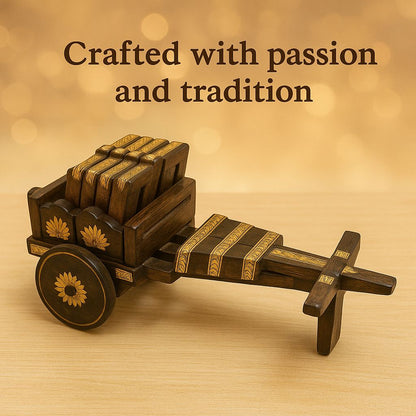 Handcrafted Wooden Tea Coaster Set – Elegant Table Protection