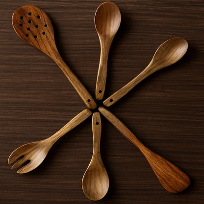 Rustic Mango-Wood Kitchen Spoons | Stirring, Serving & Décor