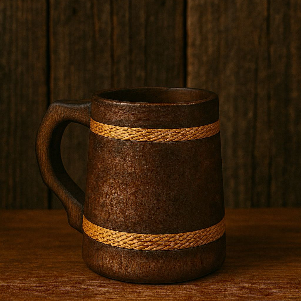 Handcrafted Wooden Beer Mug – Small Size (500 ml) | Rustic Drinkware