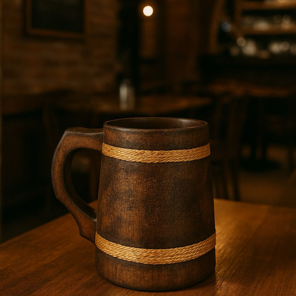 Handcrafted Wooden Beer Mug – Small Size (500 ml) | Rustic Drinkware