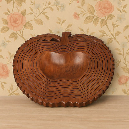 Handcrafted Wooden Apple-Shaped Spring Tray – 15x10" Decorative Fruit & Snack Basket