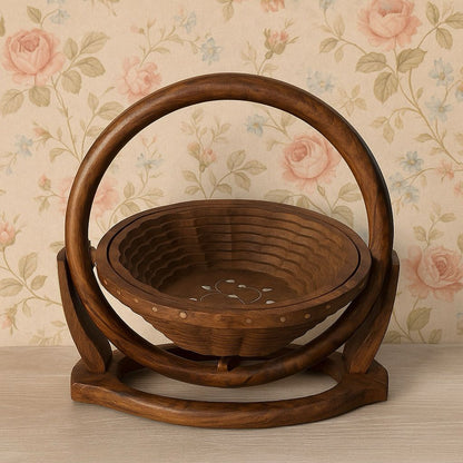 Handcrafted Wooden Apple-Shaped Spring Tray – 15x10" Decorative Fruit & Snack Basket