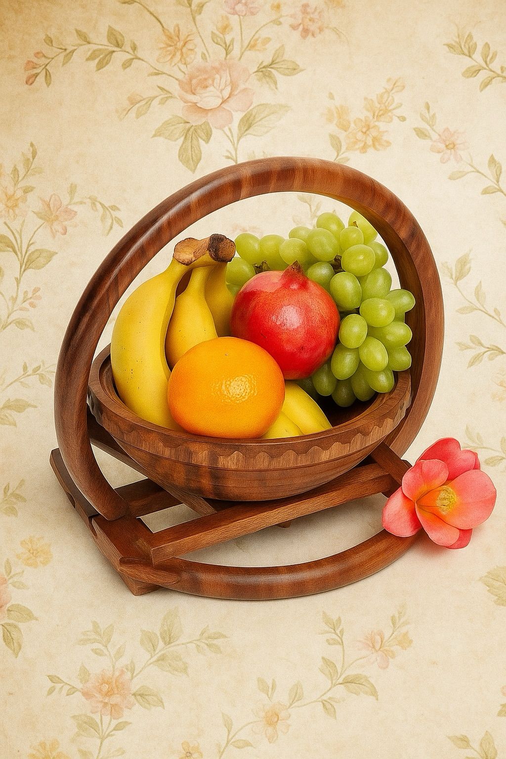 Handcrafted Wooden Apple-Shaped Spring Tray – 15x10" Decorative Fruit & Snack Basket