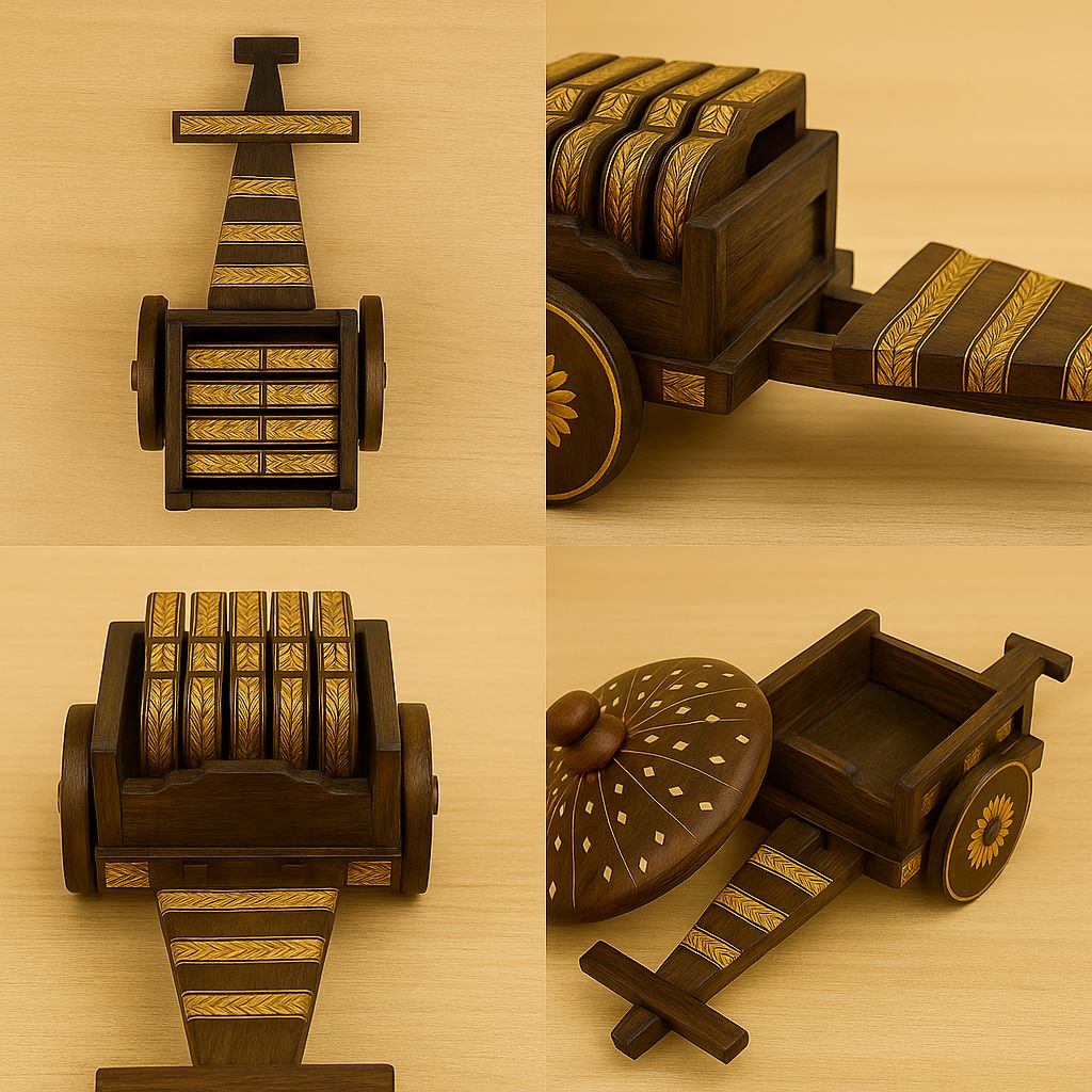 Handcrafted Wooden Tea Coaster Set – Elegant Table Protection