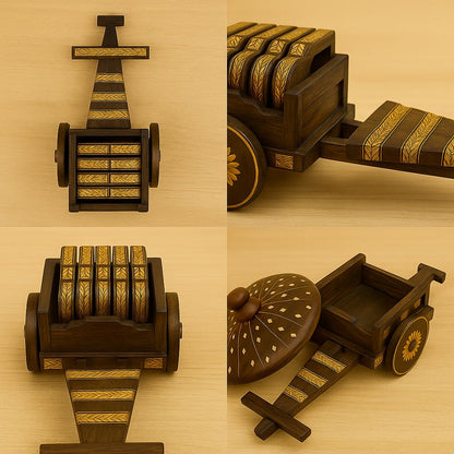 Handcrafted Wooden Tea Coaster Set – Elegant Table Protection