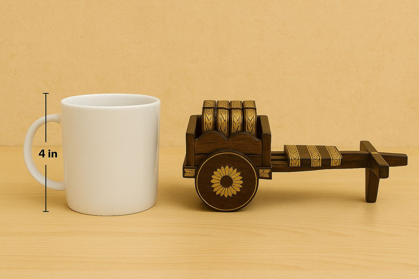 Handcrafted Wooden Tea Coaster Set – Elegant Table Protection