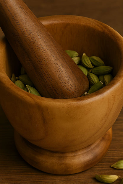 Traditional Wooden Mortar | Ayurvedic & Kitchen Tool (6 inch)