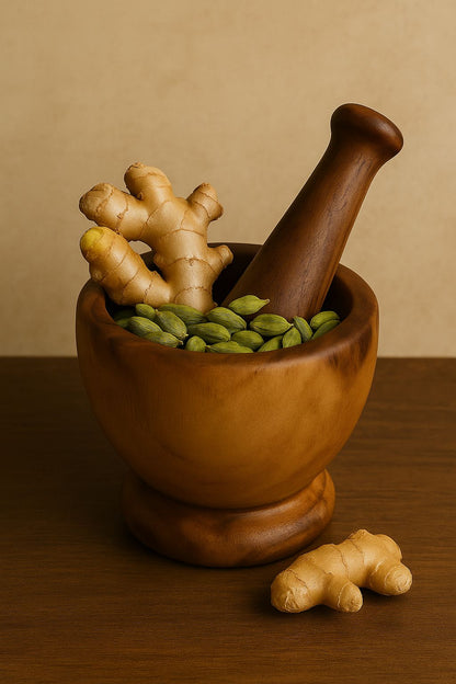 Traditional Wooden Mortar | Ayurvedic & Kitchen Tool (6 inch)