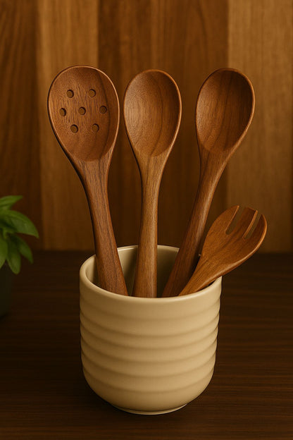 Rustic Mango-Wood Kitchen Spoons | Stirring, Serving & Décor