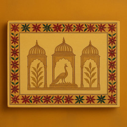 Square Wooden Minakari Tray – Hand-Painted Serving & Decorative Tray