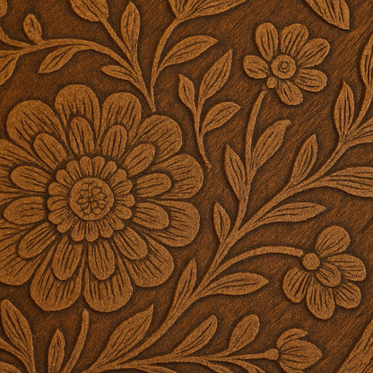 Handcrafted Wooden Tray with Burnt Carving – Square Decorative Tray (15 x 10 Inch)