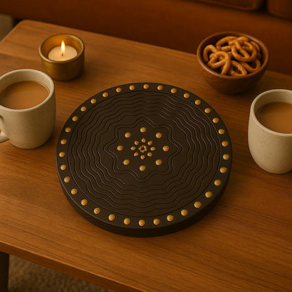 Handcrafted Antique Wooden Tray – Spring Motif | 15x10" Ornate Décor & Serving Tray