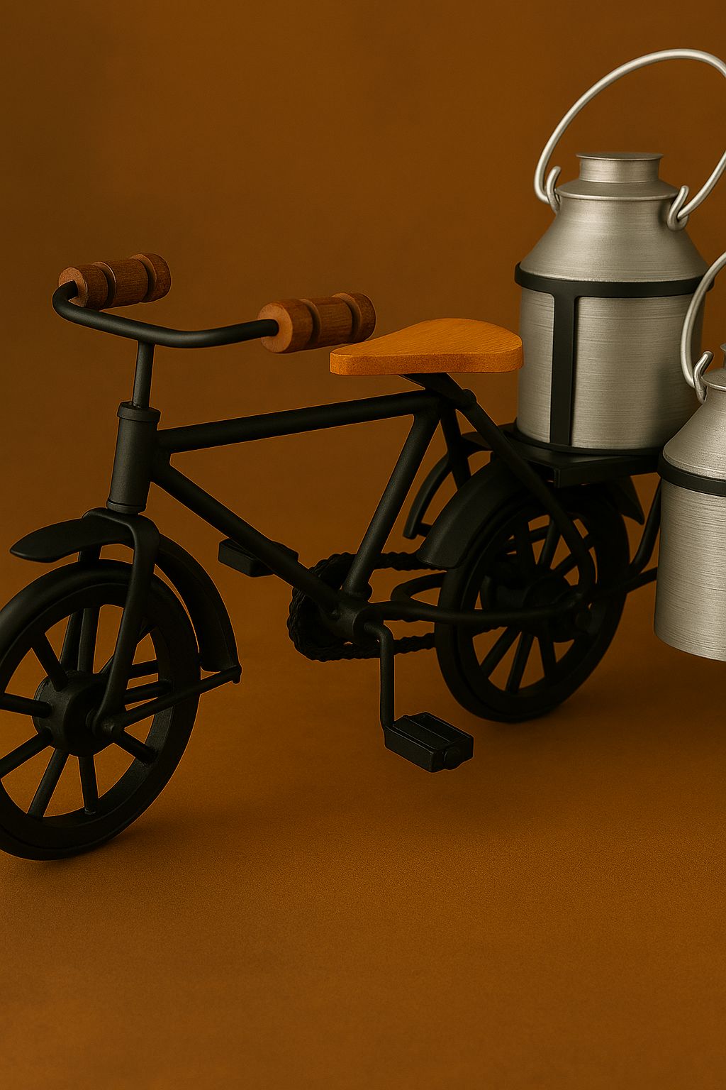 Handcrafted Milkman Bicycle Showpiece – Vintage Indian Delivery Cycle Home Decor