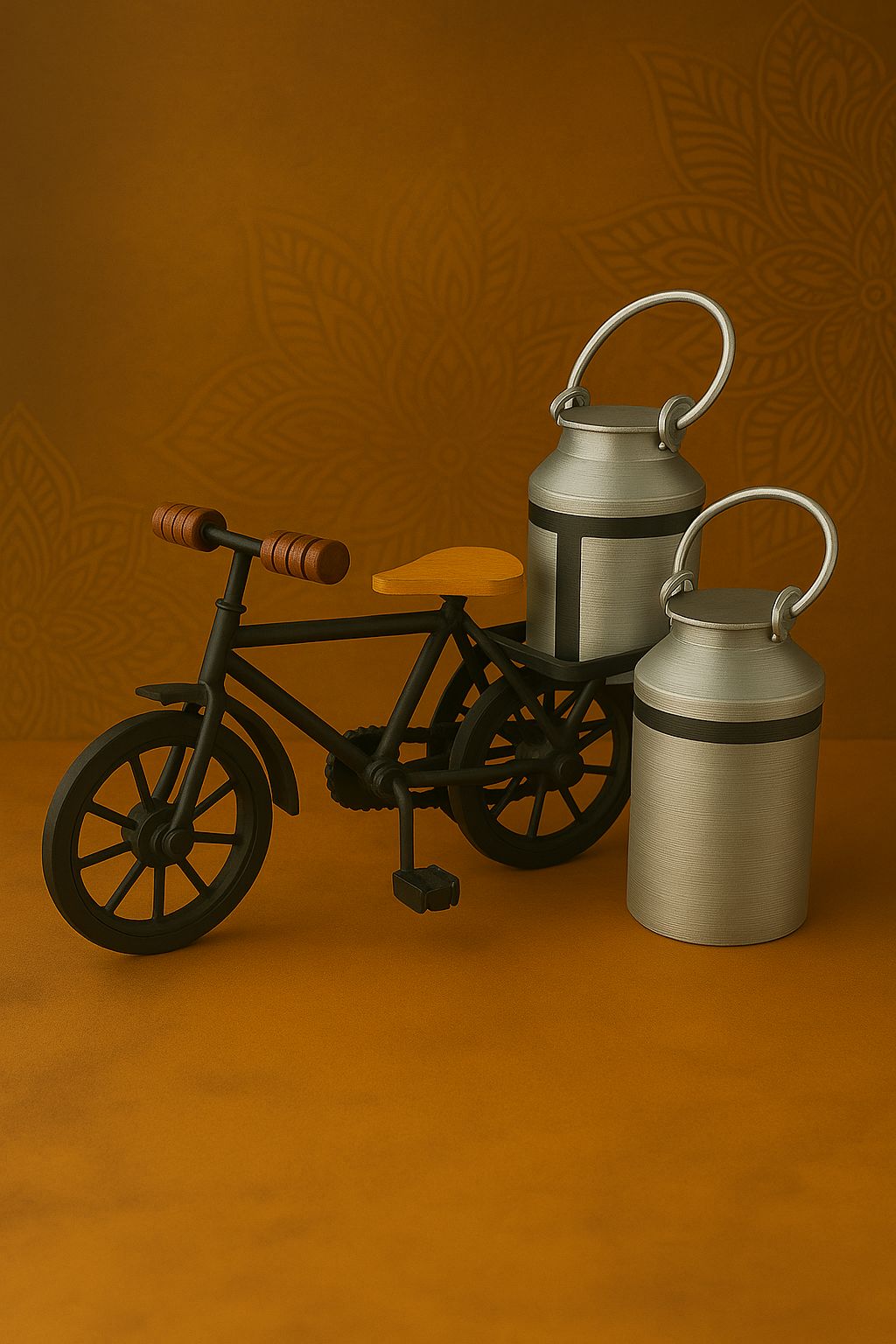 Handcrafted Milkman Bicycle Showpiece – Vintage Indian Delivery Cycle Home Decor