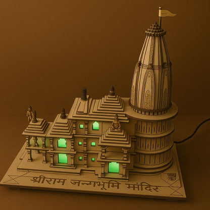 Handcrafted Wooden Ram Mandir – Miniature Temple for Home Decor & Worship