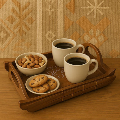 Handcrafted Kashmir Wooden Tray Set – Elegant Design