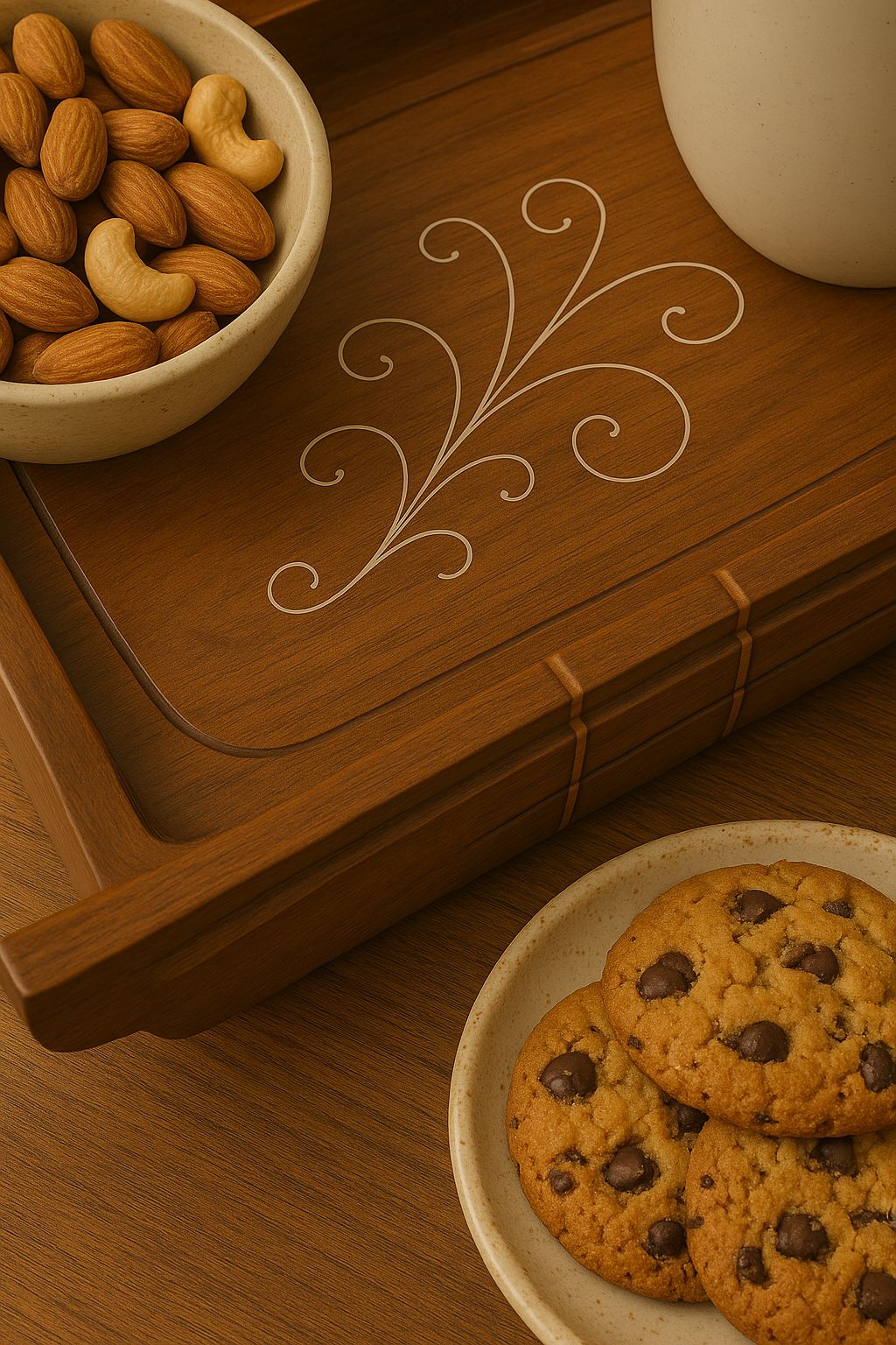 Handcrafted Kashmir Wooden Tray Set – Elegant Design