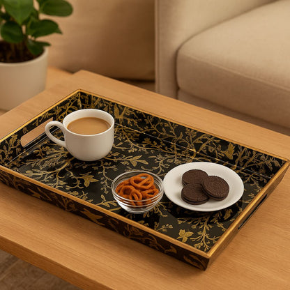 Handcrafted Single Rectangle Minakari Tray – 15x10 inch Decorative Serving Tray