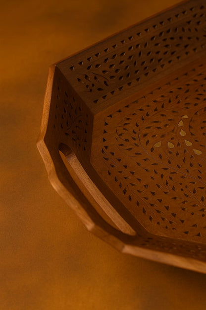 Handcrafted Large Wooden Carved Tray – 15x10 inches | Rustic Home Decor