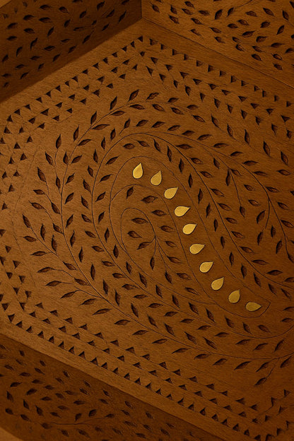 Handcrafted Large Wooden Carved Tray – 15x10 inches | Rustic Home Decor