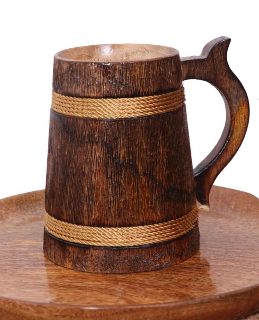 Handcrafted Wooden Beer Mug – Small Size (500 ml) | Rustic Drinkware