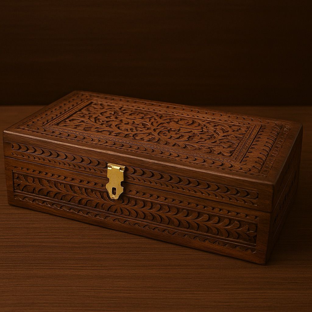 Handcrafted Wooden Jewellery Box – 12x8 Inches | Large Capacity