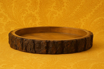 Handcrafted Wooden Round Tray – 10 Inches | Rustic Serving Platter
